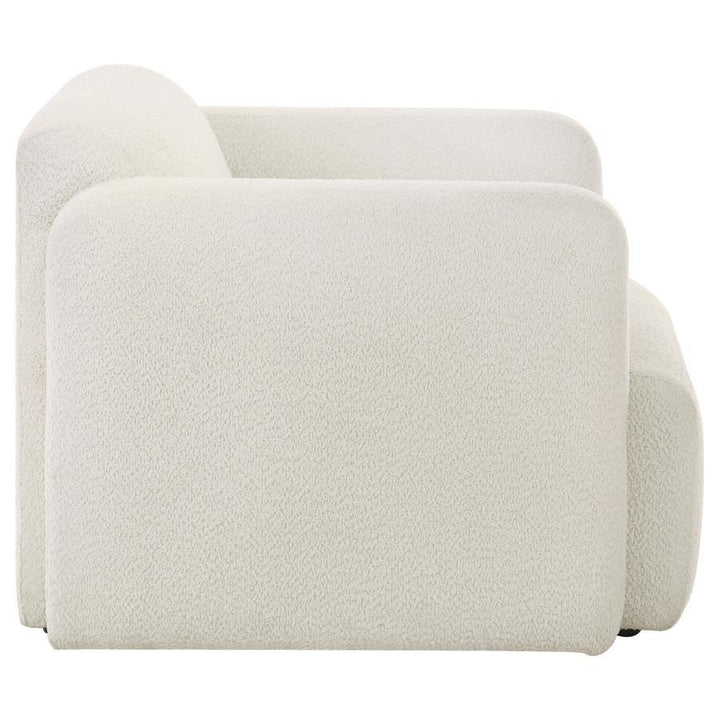 Dorset - Fabric Upholstered Round Track Arm Accent Chair - White Arm Chair modern furniture Contempo Furniture