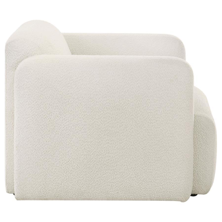 Dorset - Fabric Upholstered Round Track Arm Accent Chair - White Arm Chair modern furniture Contempo Furniture