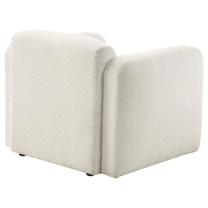 Dorset - Fabric Upholstered Round Track Arm Accent Chair - White Arm Chair modern furniture Contempo Furniture