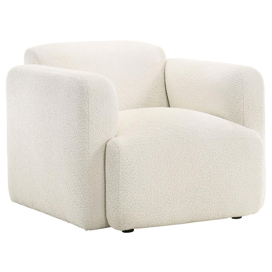 Dorset - Fabric Upholstered Round Track Arm Accent Chair - White Arm Chair modern furniture Contempo Furniture