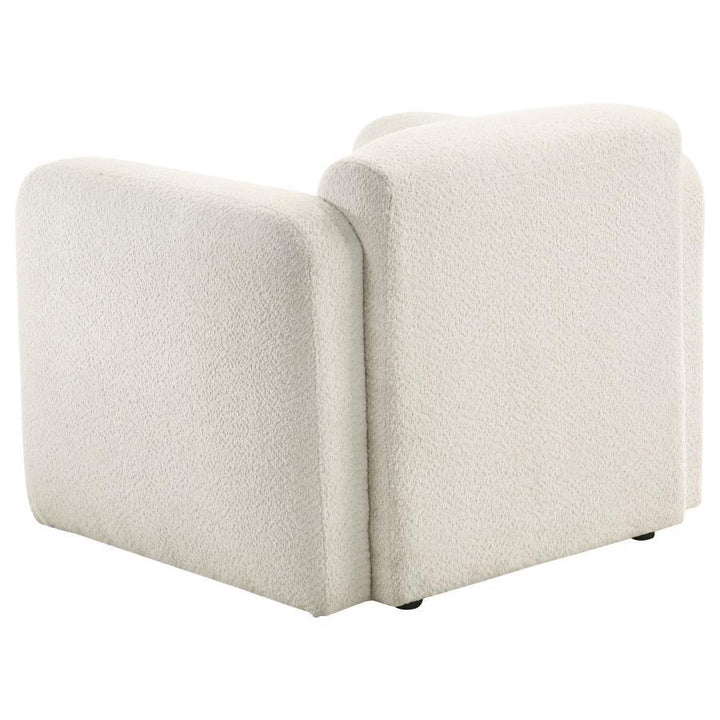 Dorset - Fabric Upholstered Round Track Arm Accent Chair - White Arm Chair modern furniture Contempo Furniture