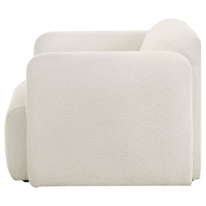 Dorset - Fabric Upholstered Round Track Arm Accent Chair - White Arm Chair modern furniture Contempo Furniture