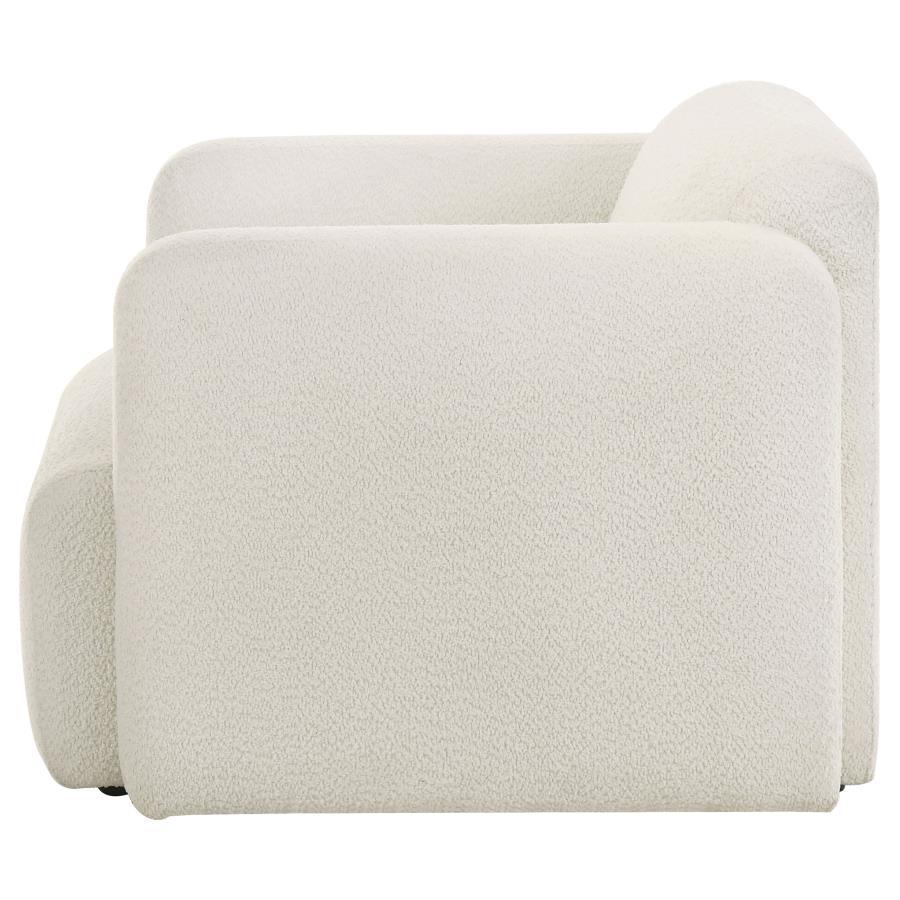 Dorset - Fabric Upholstered Round Track Arm Accent Chair - White Arm Chair modern furniture Contempo Furniture