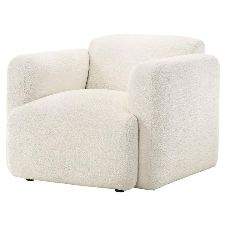 Dorset - Fabric Upholstered Round Track Arm Accent Chair - White Arm Chair modern furniture Contempo Furniture