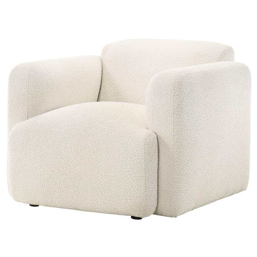 Dorset - Fabric Upholstered Round Track Arm Accent Chair - White Arm Chair modern furniture Contempo Furniture