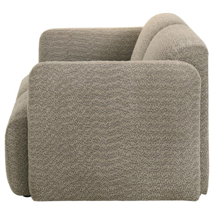 Dorset - Fabric Upholstered Round Track Arm Loveseat - Brown Stationary Loveseat modern furniture Contempo Furniture