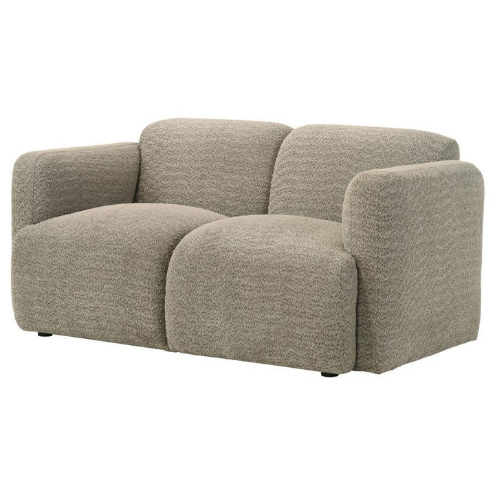 Dorset - Fabric Upholstered Round Track Arm Loveseat - Brown Stationary Loveseat modern furniture Contempo Furniture