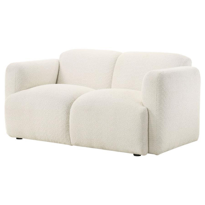 Dorset - Fabric Upholstered Round Track Arm Loveseat - White Stationary Loveseat modern furniture Contempo Furniture