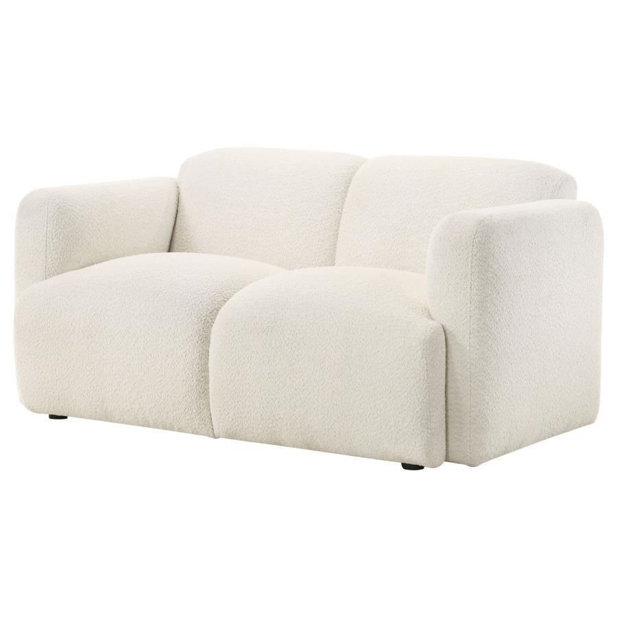 Dorset - Fabric Upholstered Round Track Arm Loveseat - White Stationary Loveseat modern furniture Contempo Furniture