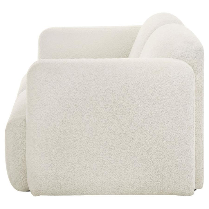 Dorset - Fabric Upholstered Round Track Arm Loveseat - White Stationary Loveseat modern furniture Contempo Furniture