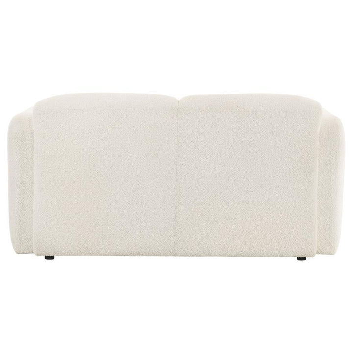 Dorset - Fabric Upholstered Round Track Arm Loveseat - White Stationary Loveseat modern furniture Contempo Furniture