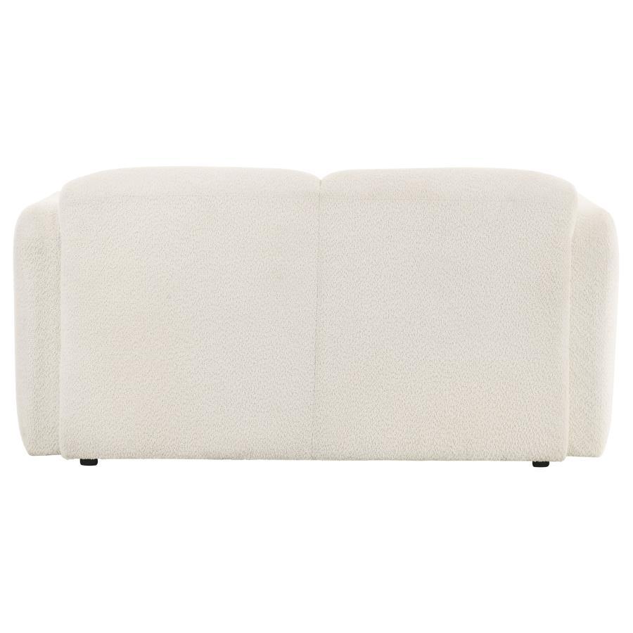Dorset - Fabric Upholstered Round Track Arm Loveseat - White Stationary Loveseat modern furniture Contempo Furniture