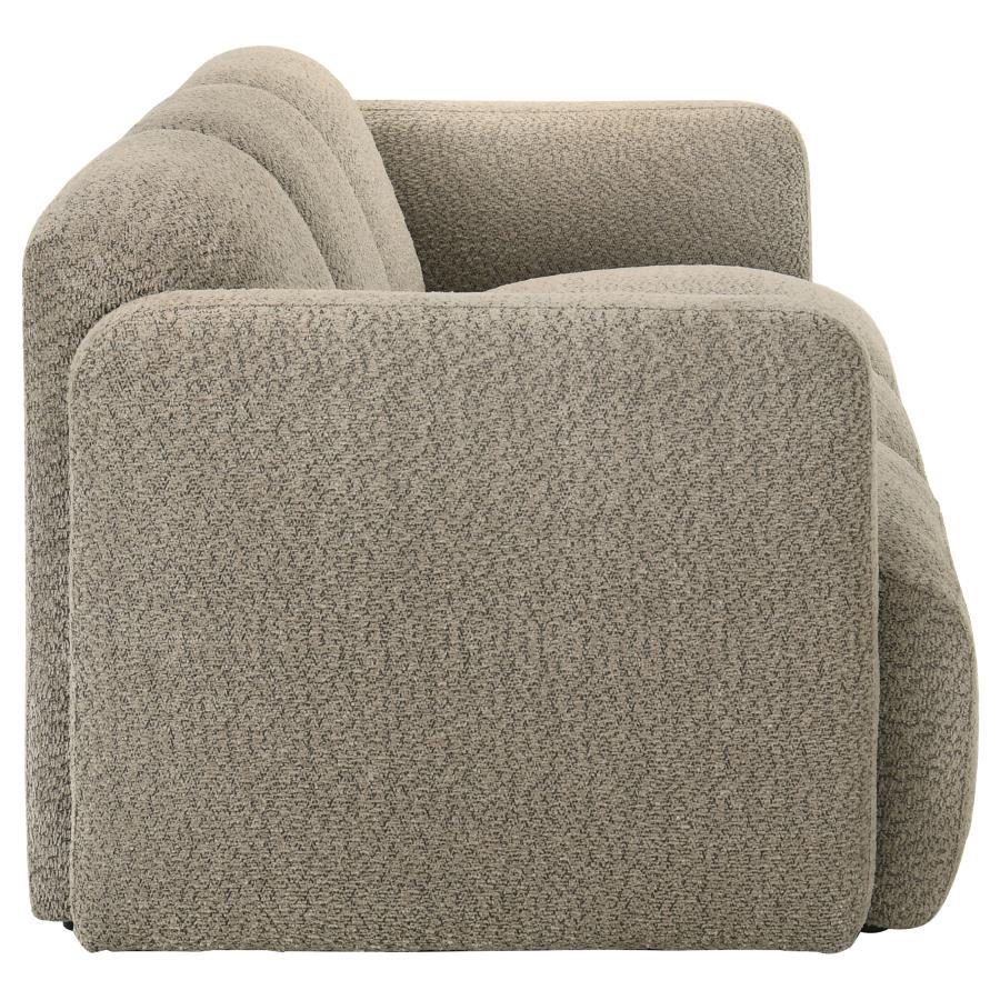 Dorset - Fabric Upholstered Round Track Arm Sofa - Brown Stationary Sofa modern furniture Contempo Furniture