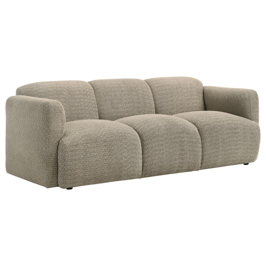 Dorset - Fabric Upholstered Round Track Arm Sofa - Brown Stationary Sofa modern furniture Contempo Furniture