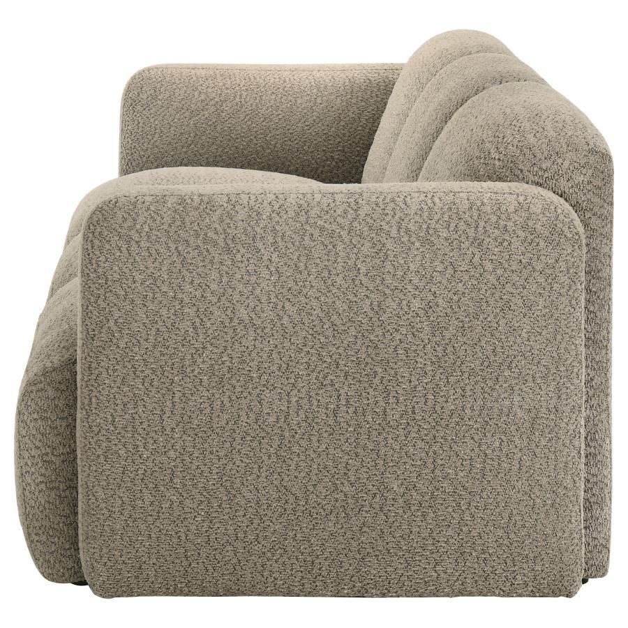 Dorset - Fabric Upholstered Round Track Arm Sofa - Brown Stationary Sofa modern furniture Contempo Furniture