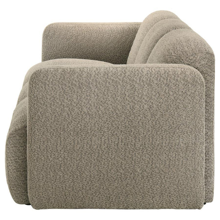 Dorset - Fabric Upholstered Round Track Arm Sofa - Brown Stationary Sofa modern furniture Contempo Furniture