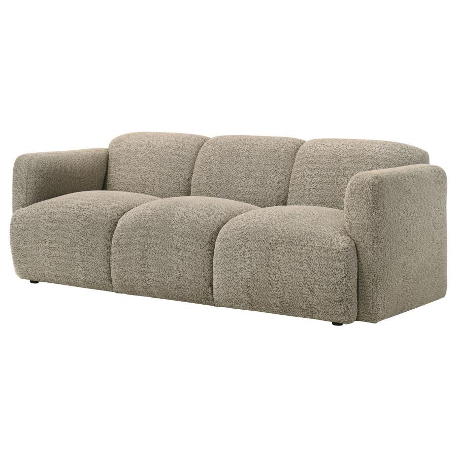 Dorset - Fabric Upholstered Round Track Arm Sofa - Brown Stationary Sofa modern furniture Contempo Furniture