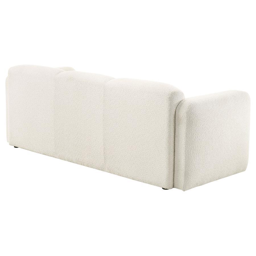 Dorset - Fabric Upholstered Round Track Arm Sofa - White Stationary Sofa modern furniture Contempo Furniture