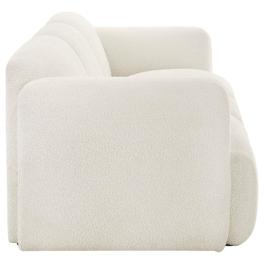 Dorset - Fabric Upholstered Round Track Arm Sofa - White Stationary Sofa modern furniture Contempo Furniture