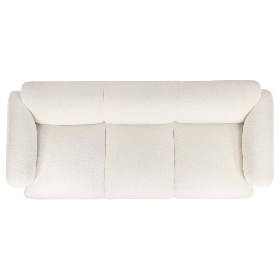 Dorset - Fabric Upholstered Round Track Arm Sofa - White Stationary Sofa modern furniture Contempo Furniture