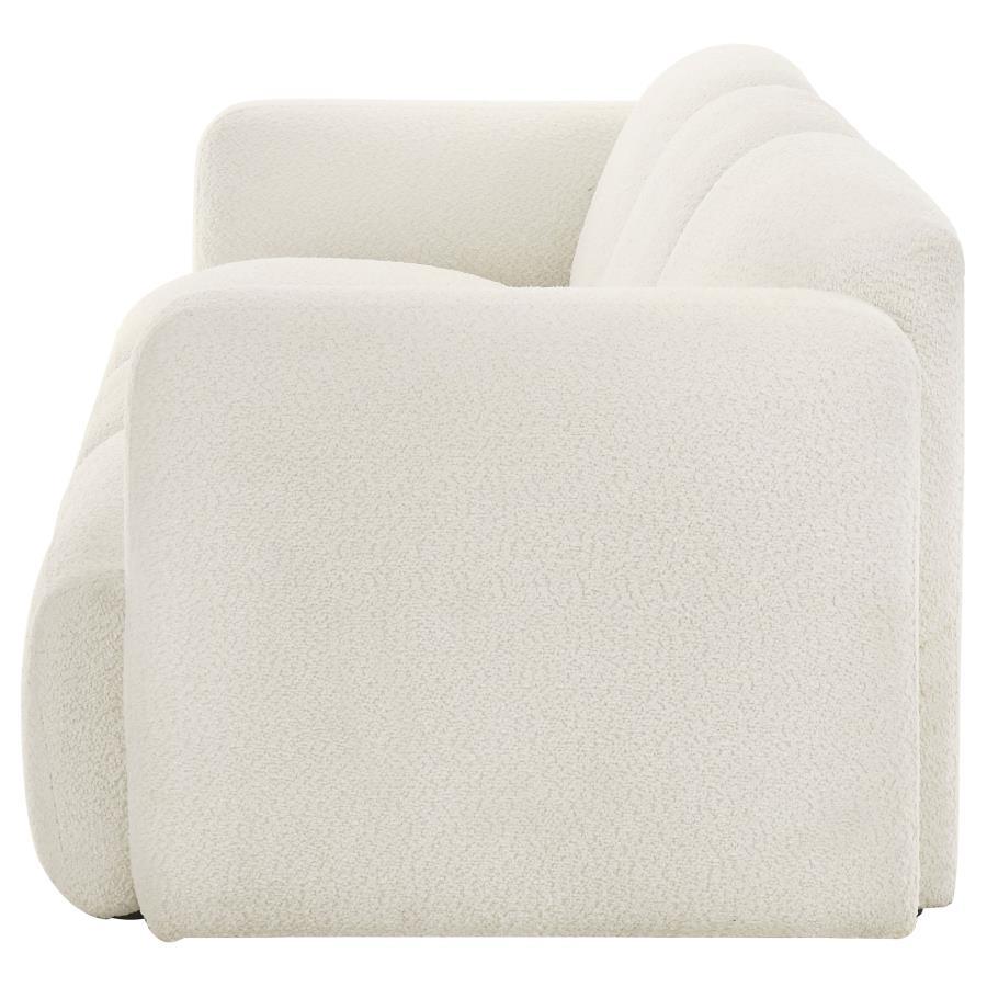 Dorset - Fabric Upholstered Round Track Arm Sofa - White Stationary Sofa modern furniture Contempo Furniture