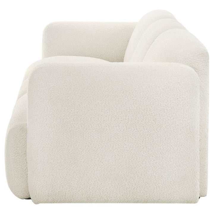 Dorset - Fabric Upholstered Round Track Arm Sofa - White Stationary Sofa modern furniture Contempo Furniture