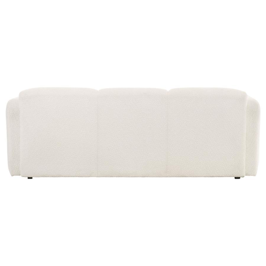 Dorset - Fabric Upholstered Round Track Arm Sofa - White Stationary Sofa modern furniture Contempo Furniture