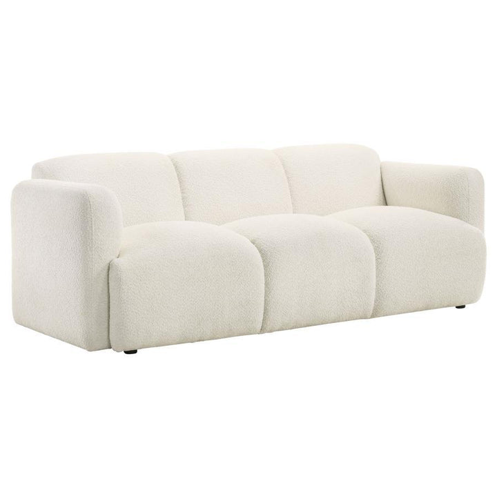 Dorset - Fabric Upholstered Round Track Arm Sofa - White Stationary Sofa modern furniture Contempo Furniture