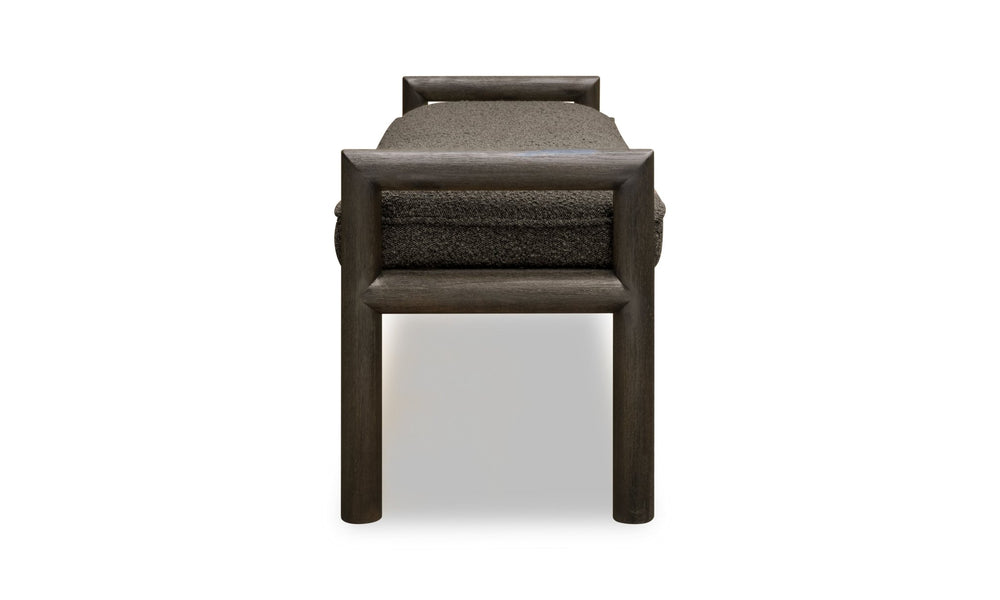 Dorsey Boucle Upholstered Wooden Bench in Basalt Grey and Pumpernickel Benches modern furniture Contempo Furniture