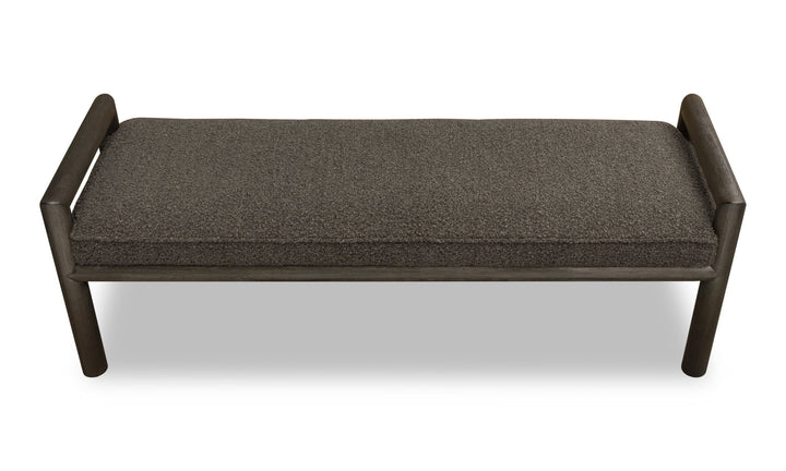 Dorsey Boucle Upholstered Wooden Bench in Basalt Grey and Pumpernickel Benches modern furniture Contempo Furniture
