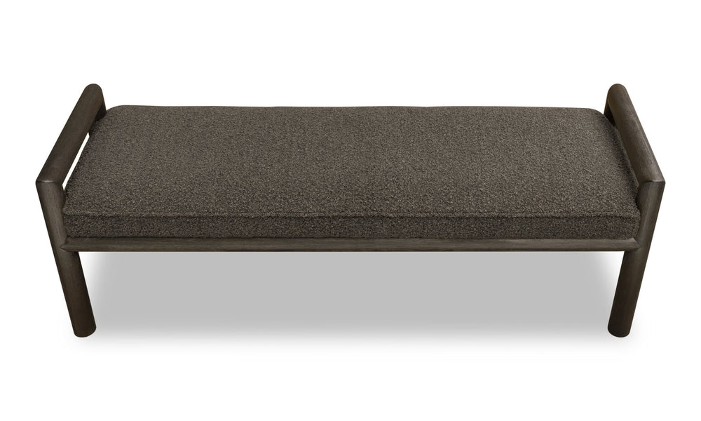Dorsey Boucle Upholstered Wooden Bench in Basalt Grey and Pumpernickel Benches modern furniture Contempo Furniture