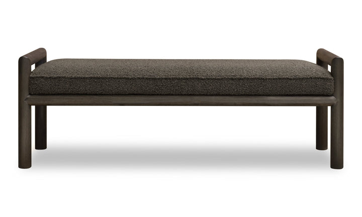 Dorsey Boucle Upholstered Wooden Bench in Basalt Grey and Pumpernickel Benches modern furniture Contempo Furniture