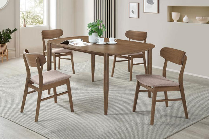 Dortch - 5 Piece Oval Solid Wood Dining Set - Walnut 5 - Piece Dining Room Set modern furniture Contempo Furniture