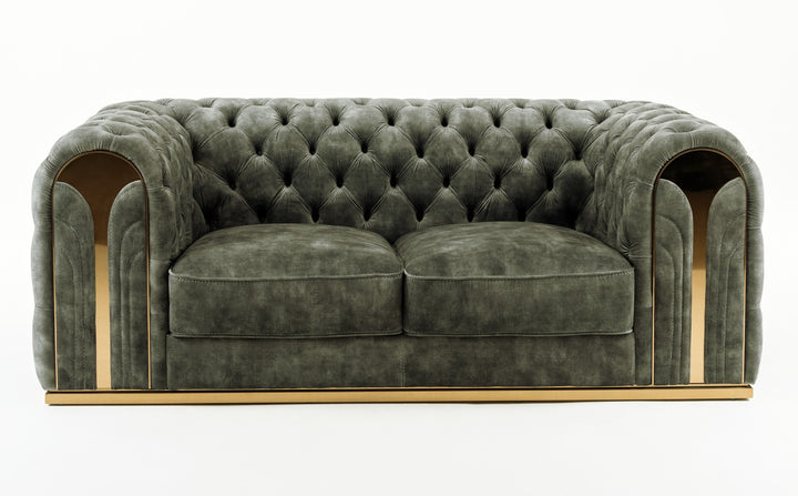 Dosie - Transitional Grey Velvet Loveseat