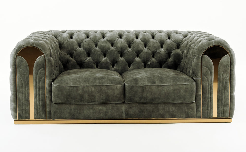 Dosie - Transitional Grey Velvet Loveseat