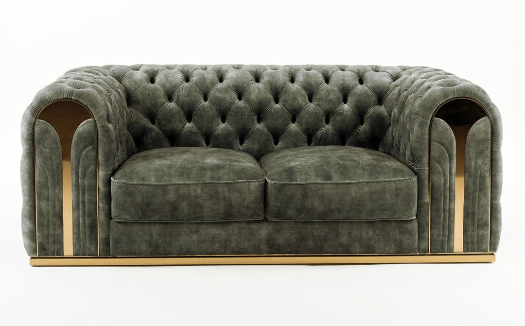 Dosie - Transitional Grey Velvet Loveseat