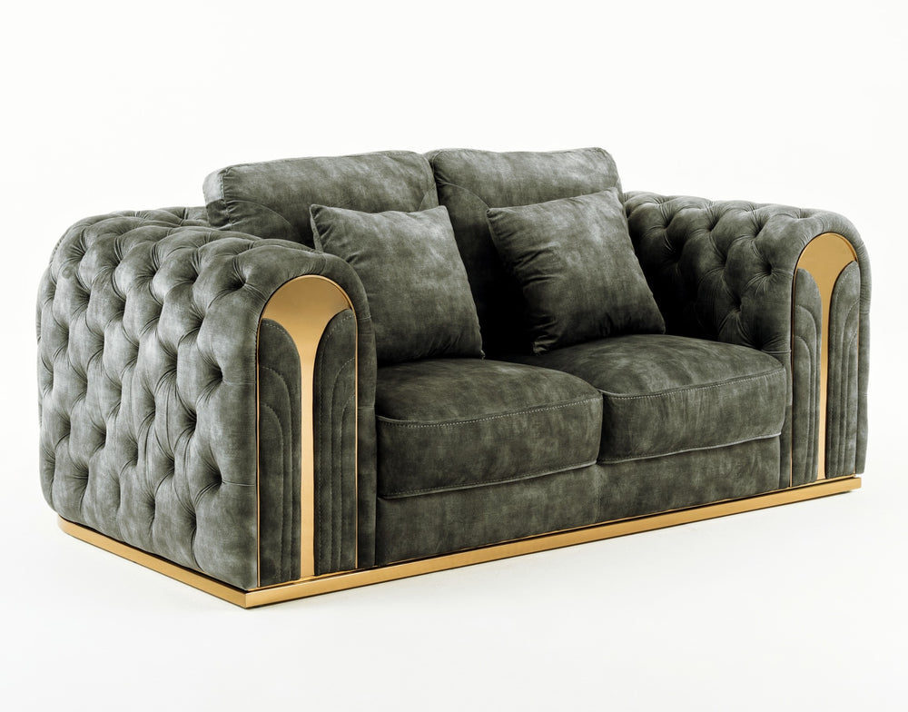 Dosie - Transitional Grey Velvet Loveseat - View 2