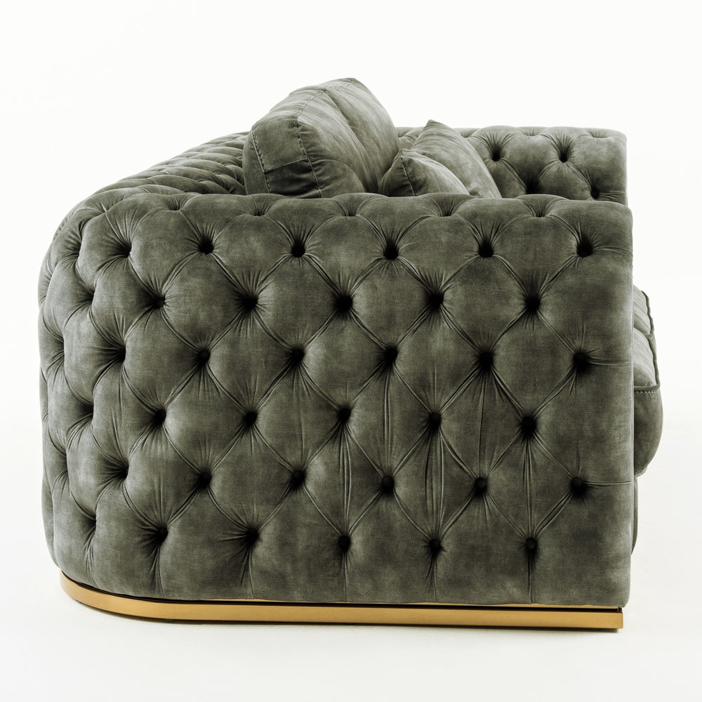 Dosie - Transitional Grey Velvet Loveseat - View 3