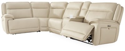 Double Deal 5 - Piece Reclining Sectional with Console - Beige Reclining Sectional modern furniture Contempo Furniture