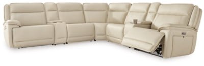 Double Deal 7 - Piece Reclining Sectional with 2 Consoles - Beige Reclining Sectional modern furniture Contempo Furniture