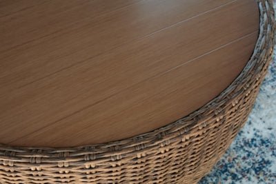 Double Point Outdoor Coffee Table - Beige Coffee Table modern furniture Contempo Furniture
