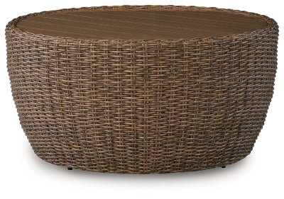 Double Point Outdoor Coffee Table - Beige | Ashley Furniture