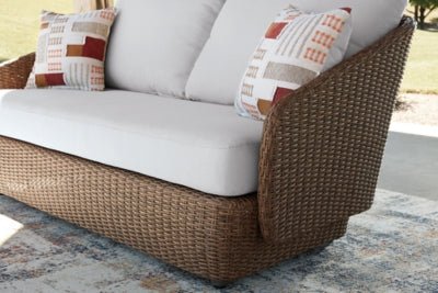 Double Point Outdoor Loveseat/2 Swivel Chairs (Set of 3) - Beige 3 Piece Outdoor Set modern furniture Contempo Furniture