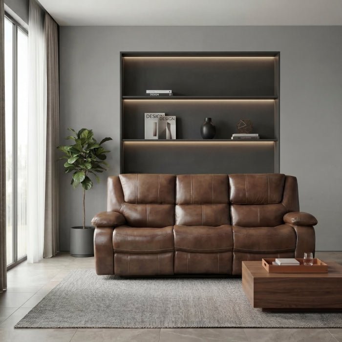 Double Reclining Leather Sofa | Wall Hugger Recliner Couch Reclining Sofa modern furniture Contempo Furniture