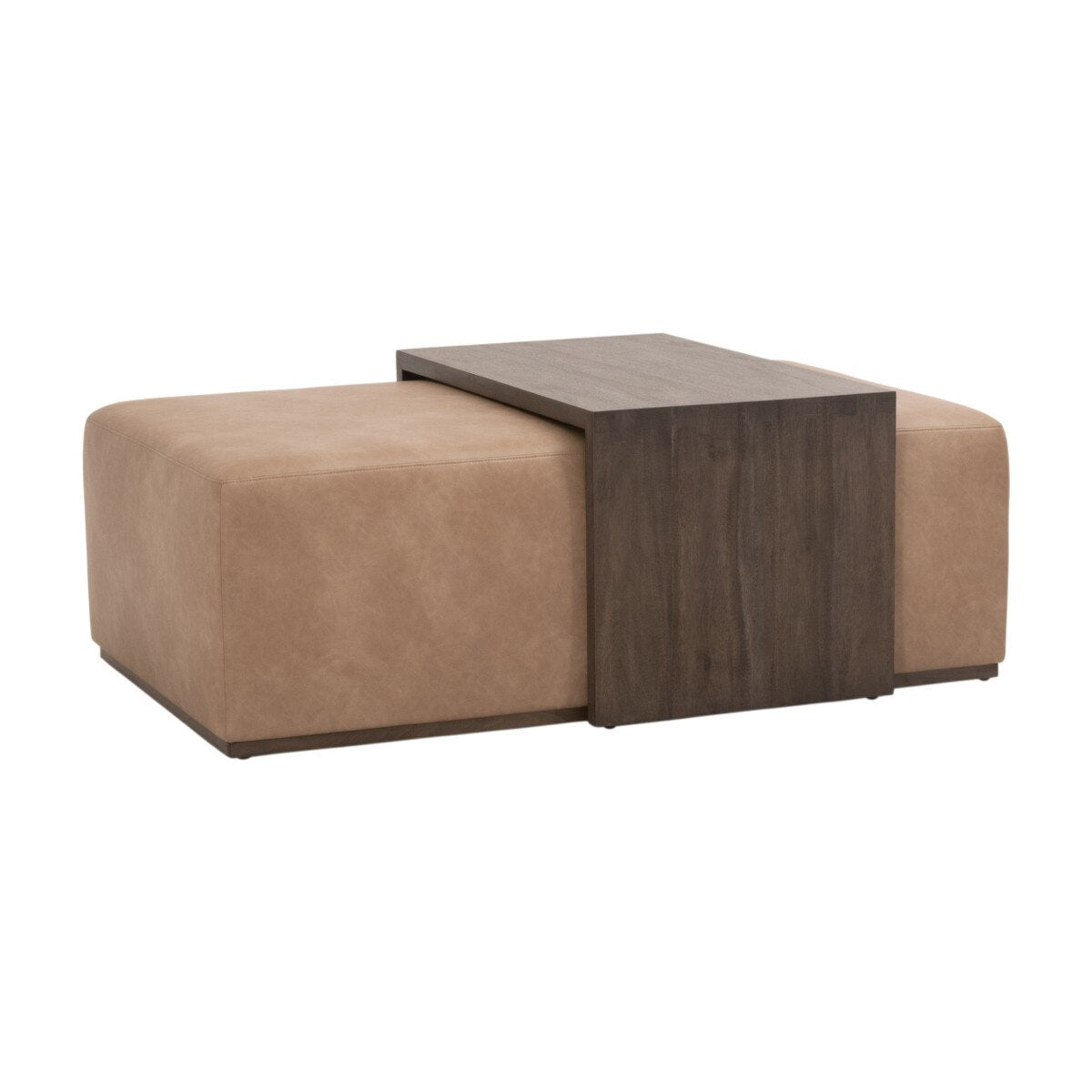Dovetail Upholstered Coffee Table Ivanhoe Toast, Burnished Brown Acacia Coffee Table modern furniture Contempo Furniture