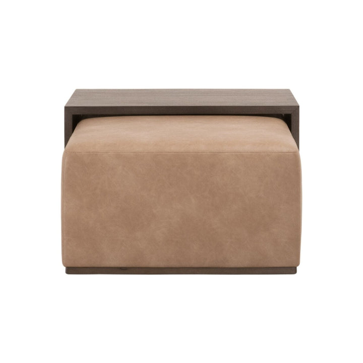Dovetail Upholstered Coffee Table Ivanhoe Toast, Burnished Brown Acacia Coffee Table modern furniture Contempo Furniture