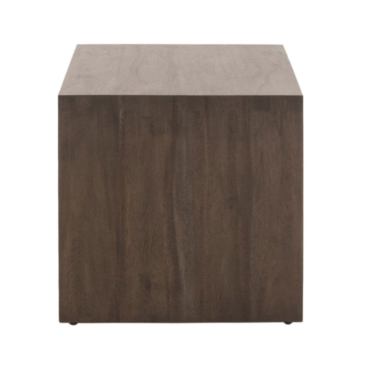 Dovetail Upholstered Coffee Table Ivanhoe Toast, Burnished Brown Acacia Coffee Table modern furniture Contempo Furniture