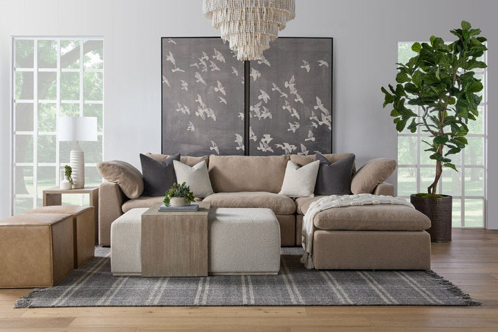 Dovetail Upholstered Coffee Table LiveSmart Gellar Linen, Natural Gray Acacia Coffee Table modern furniture Contempo Furniture