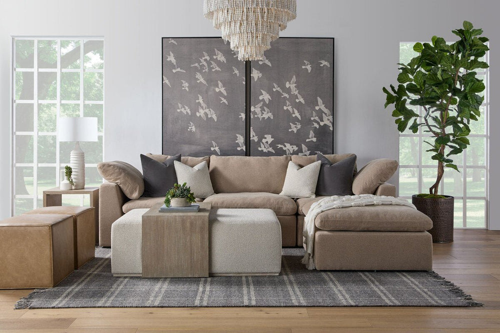 Dovetail Upholstered Coffee Table LiveSmart Gellar Linen, Natural Gray Acacia Coffee Table modern furniture Contempo Furniture