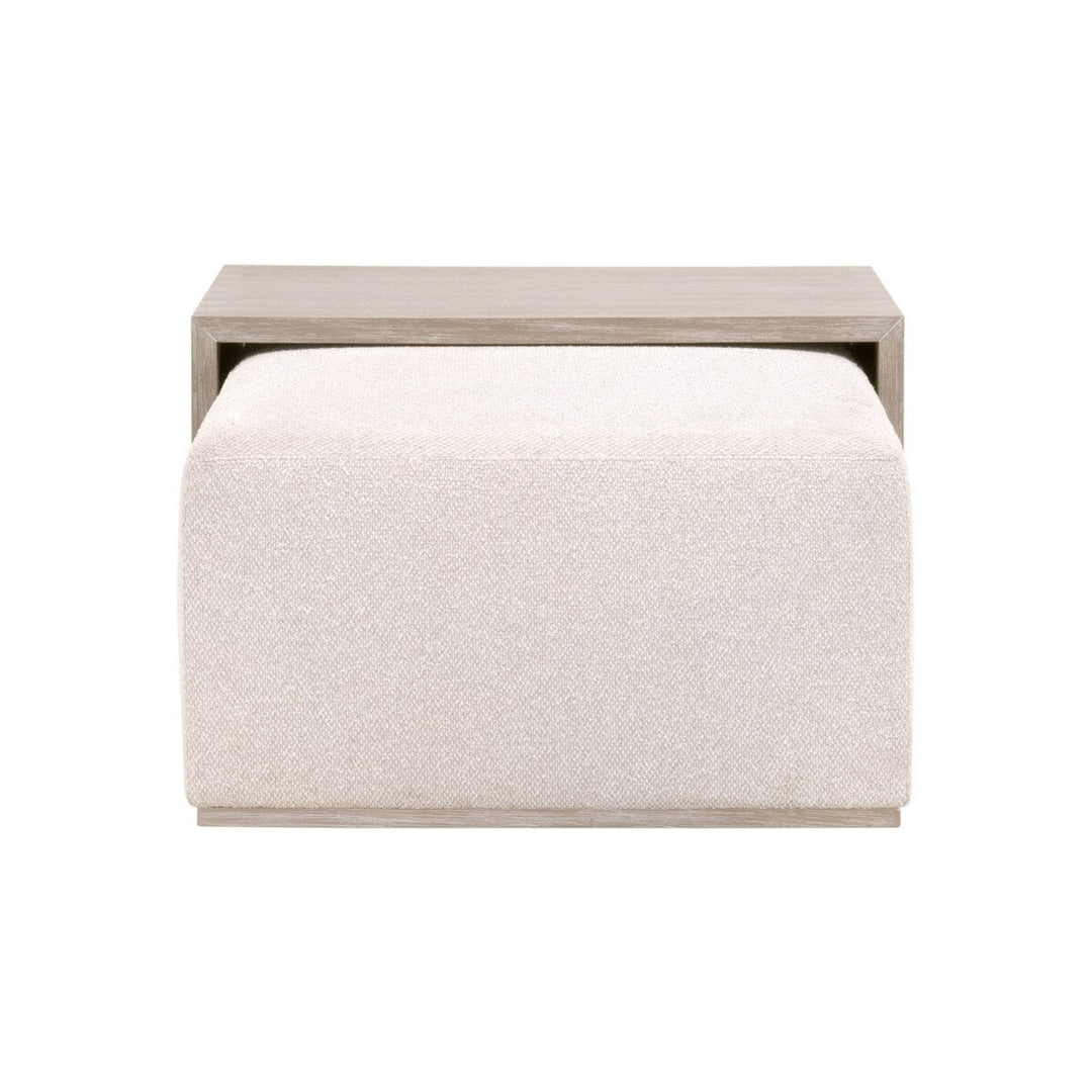 Dovetail Upholstered Coffee Table LiveSmart Gellar Linen, Natural Gray Acacia Coffee Table modern furniture Contempo Furniture